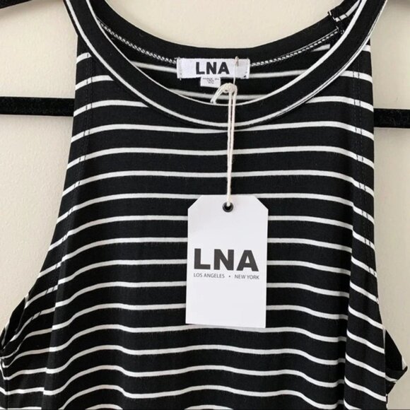 LNA Revolve Leigh Maxi Dress stripes Long Sleeveless Curved hem Scoop neck Small - Picture 12 of 16